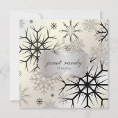 PixDezines ZWARTE SNOWFLAKS/WINTER WEDDING Kaart (Voorkant)