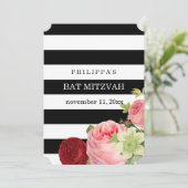 PixDezines zwarte witte strepen mitzvah Kaart (Staand voorkant)