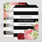 PixDezines zwarte witte strepen mitzvah Kaart (Voorkant / Achterkant)