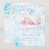 PixDezines ZWES DIT KIND, FAUX SILVER+MARBLE Kaart (Voorkant / Achterkant)