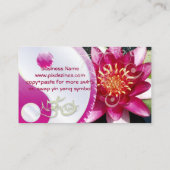 PixDezinesFuschia lotus + parelzwammen + yin yang Visitekaartje (Achterkant)