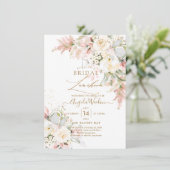 PixDezinesH2 Blush alabaster Rozen Bridal Luncheon Kaart (Staand voorkant)
