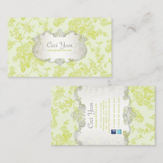 PixDezinves toile/groene rozen/DIY achtergrond Visitekaartje (Voorkant / Achterkant)