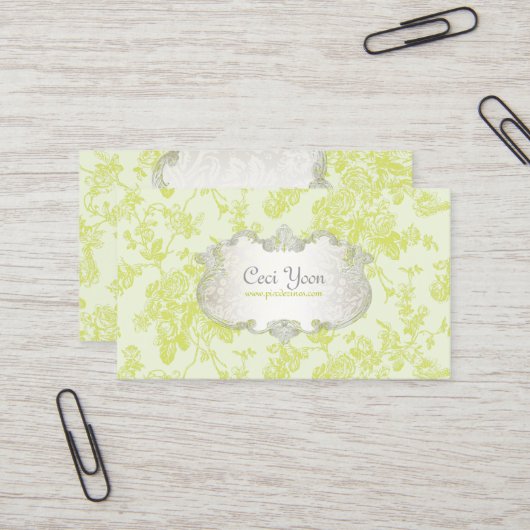 PixDezinves toile/groene rozen/DIY achtergrond Visitekaartje (Voorkant / Achterkant in situ)