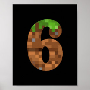 Pixel 6jr Verjaardag Nummer Zes 6 Jaar Oud 6de Vid Poster