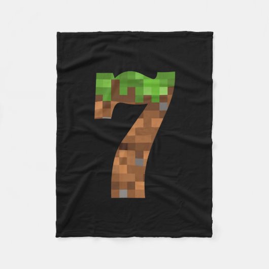 Pixel 7jr Verjaardag Nummer Zeven 7 Jaar Oud 7e Vi Fleece Deken (Voorkant)
