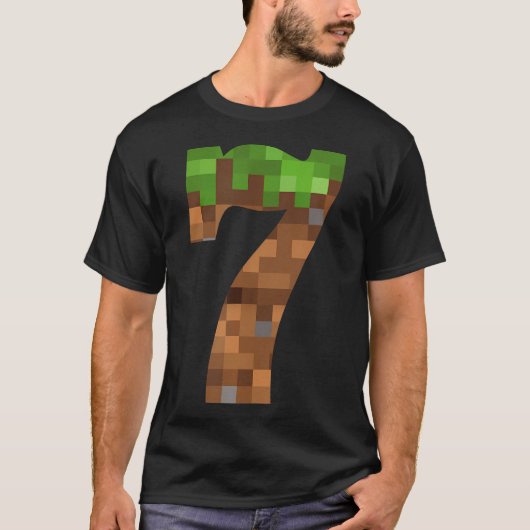 Pixel 7jr Verjaardag Nummer Zeven 7 Jaar Oude 7e V T-shirt (Voorkant)