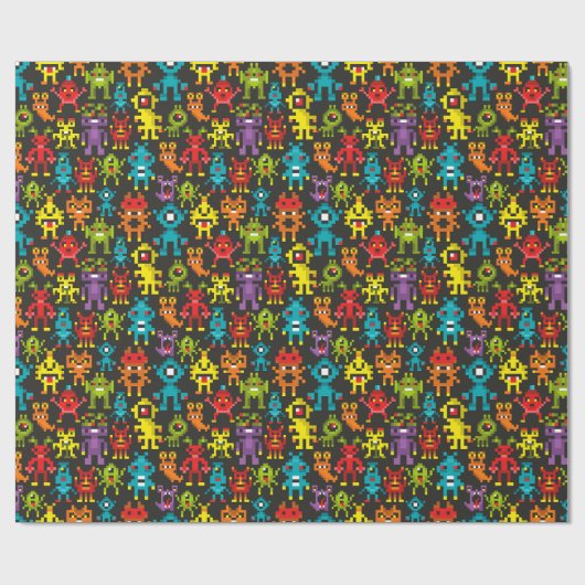 Pixel 8-bits monsters cadeaupapier (Vlak)
