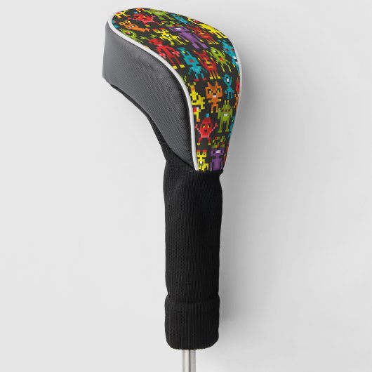 Pixel 8-bits monsters golfheadcover (Schuin)