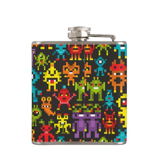 Pixel 8-bits monsters heupfles (Achterkant)