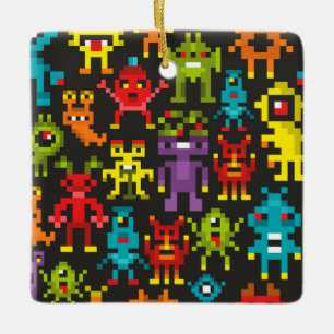 Pixel 8-bits monsters keramisch ornament