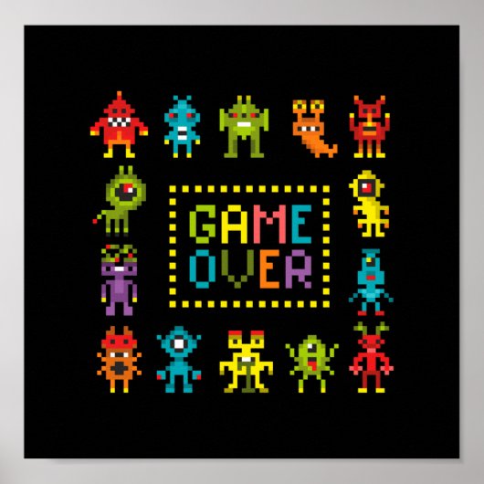 Pixel 8-bits monsters poster (Voorkant)
