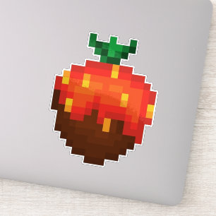 Pixel aardbei bedekte chocolade  sticker
