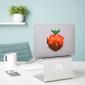 Pixel aardbei bedekte chocolade  sticker (Laptop op bureau)