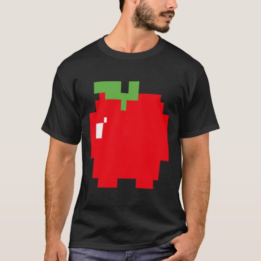 Pixel Apple 80s Retro Arcade Videogame Halloween T-shirt (Voorkant)