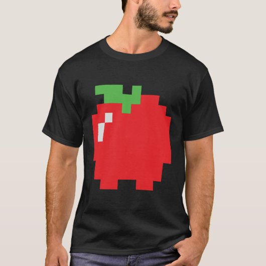 Pixel Apple 80s Videogame Halloween Groep Kostuum T-shirt (Voorkant)