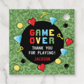 Pixel Arcade Game over kinderen Bedankjes Labels (Achterkant)