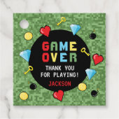 Pixel Arcade Game over kinderen Bedankjes Labels (Voorkant)