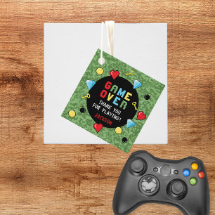 Pixel Arcade Game over kinderen Bedankjes Labels