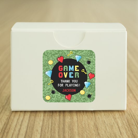 Pixel Arcade Game over kinderen Vierkante Sticker