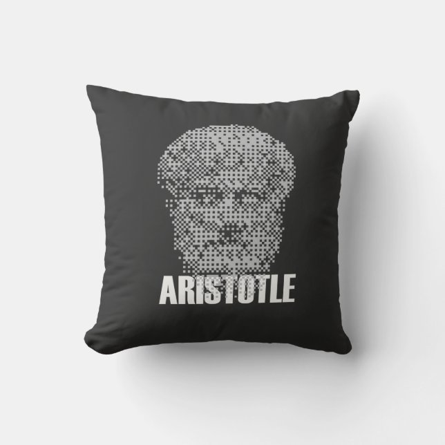 Pixel Aristoteles Hoofd Mozaïek Kussen (Voorkant)
