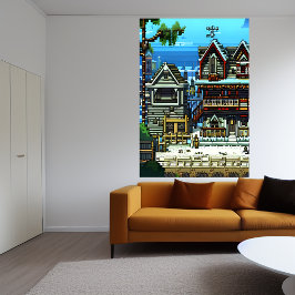 Pixel art, Amerikaanse stad | AI Art Poster