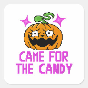 Pixel Art Angstaanjagende Pompoen & Oogbal Horror Vierkante Sticker