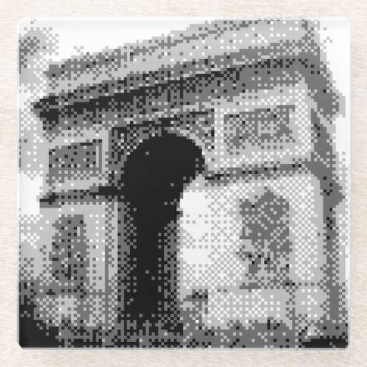Pixel Art Arc de Triumph Glazen Onderzetter (Voorkant)