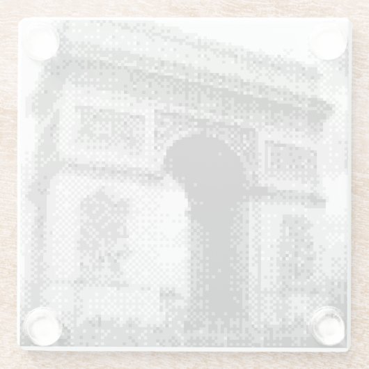Pixel Art Arc de Triumph Glazen Onderzetter (Achterkant)