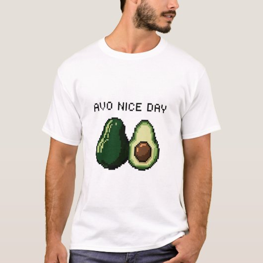 Pixel Art Avocado Avo Nice Day Schattige Retro Des T-shirt (Voorkant)