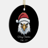 Pixel Art Bald Eagle Santa Hat Keramisch Ornament (Rechts)