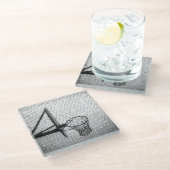 Pixel Art Basketball Hoop Glazen Onderzetter (Schuin)