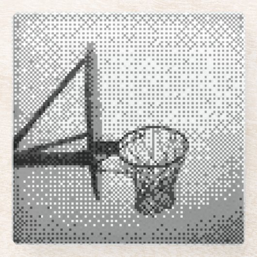Pixel Art Basketball Hoop Glazen Onderzetter (Voorkant)