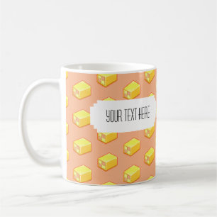 Pixel Art Battenberg Cake Pattern met label Koffiemok