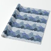 Pixel Art Berglandschap Patroon Cadeaupapier (Uitgerold)