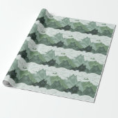 Pixel Art Berglandschap Patroon Cadeaupapier (Uitgerold)