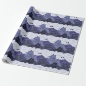 Pixel Art Berglandschap Patroon Cadeaupapier (Uitgerold)