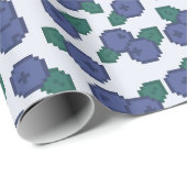 Pixel Art Blauwe Bes Patroon Cadeaupapier (Rol Hoek)