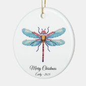 Pixel Art Blauwe Libel Insect Kunst Kerstcadeau Keramisch Ornament (Links)