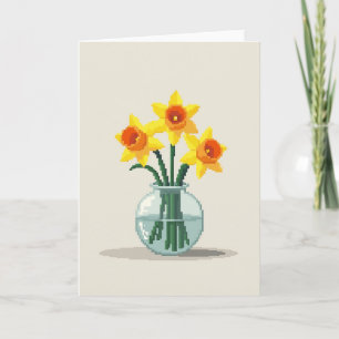 Pixel Art Bloem Kaart voor Moederdag