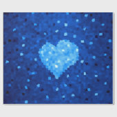 Pixel Art Blue Heart Retro Gamer Liefde Cadeaupapier (Vlak)