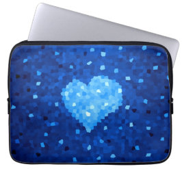 Pixel Art Blue Heart Retro Gamer Liefde Laptop Sleeve