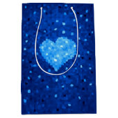 Pixel Art Blue Heart Retro Gamer Liefde Medium Cadeauzakje (Voorkant)