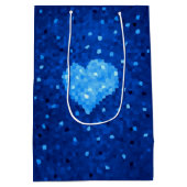 Pixel Art Blue Heart Retro Gamer Liefde Medium Cadeauzakje (Achterkant)