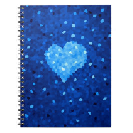 Pixel Art Blue Heart Retro Gamer Liefde Notitieboek