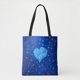 Pixel Art Blue Heart Retro Gamer Liefde Tote Bag
