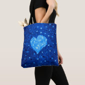 Pixel Art Blue Heart Retro Gamer Liefde Tote Bag (Dichtbij)