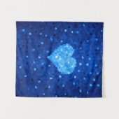 Pixel Art Blue Heart Retro Gamer Liefde Wandkleed (Voorkant (horizontaal))