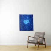 Pixel Art Blue Heart Retro Gamer Liefde Wandkleed (In situ)