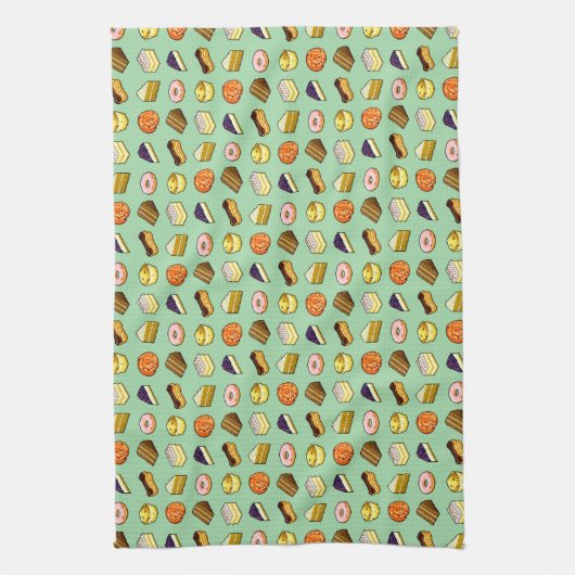 Pixel Art Cakes en Pastries Pattern Theedoek (Verticaal)